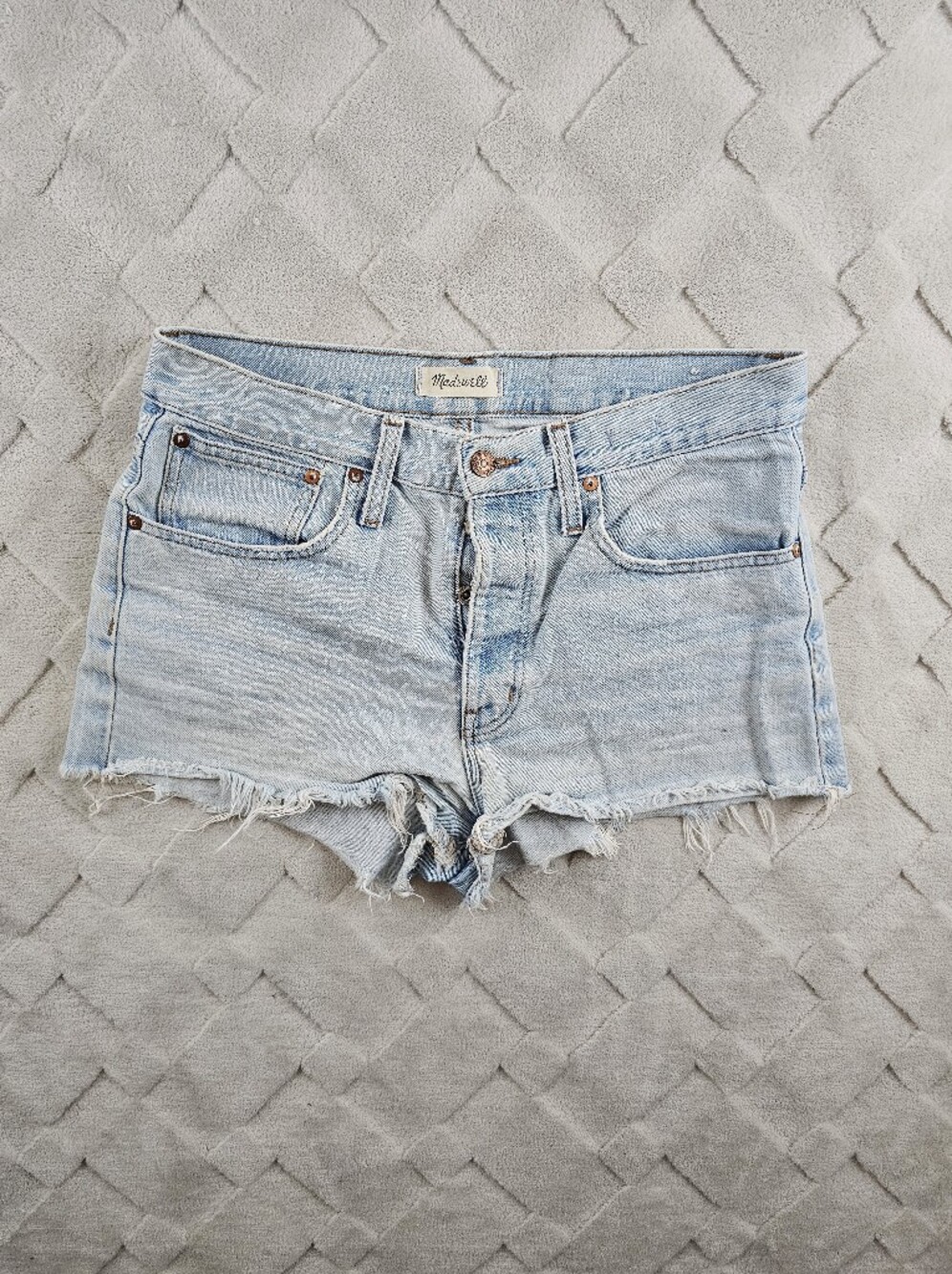 Madewell Relaxed Denim Shorts Womens 28 Button Fly High Rise Light Wash